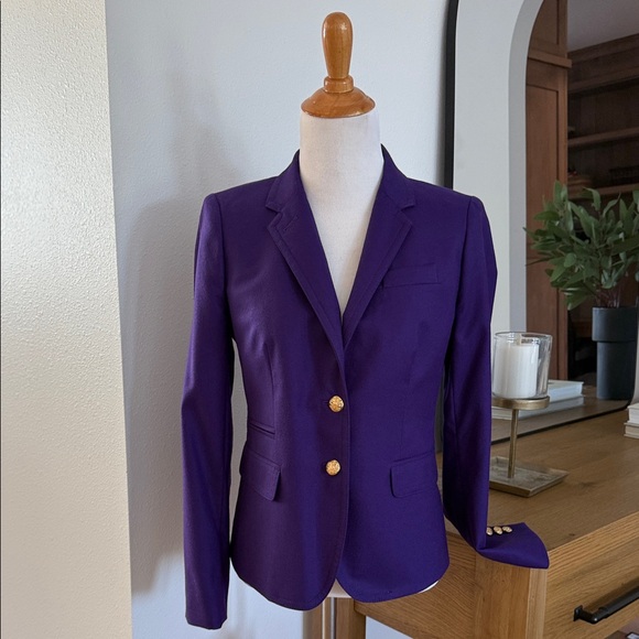 J.Crew Women’s Schoolboy Deep Purple Wool Blazer Size 2 - Picture 4 of 8